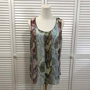 Liz Claiborne Multi Preppy Retro Snakeskin Pattern Sleeveless Blouse L